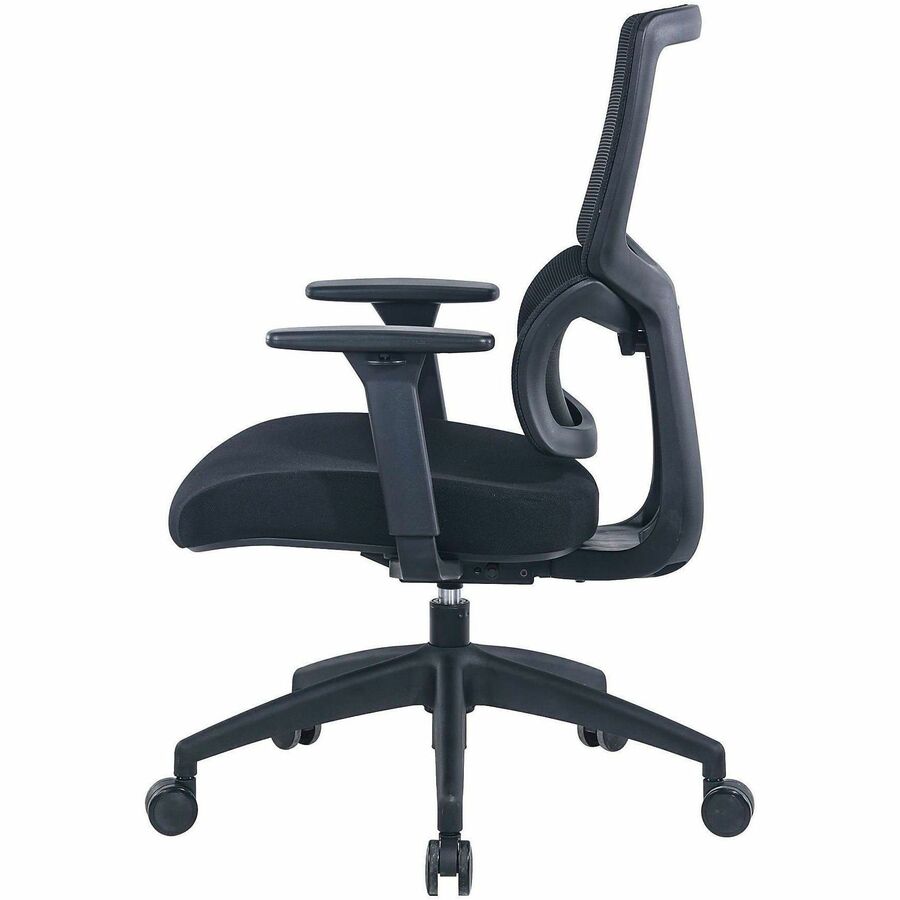 Lorell Ripley Mid Mesh-Back Chair with Articulating Lumbar Support - Mid Back - Black - Fabric, Mesh - 1 Each