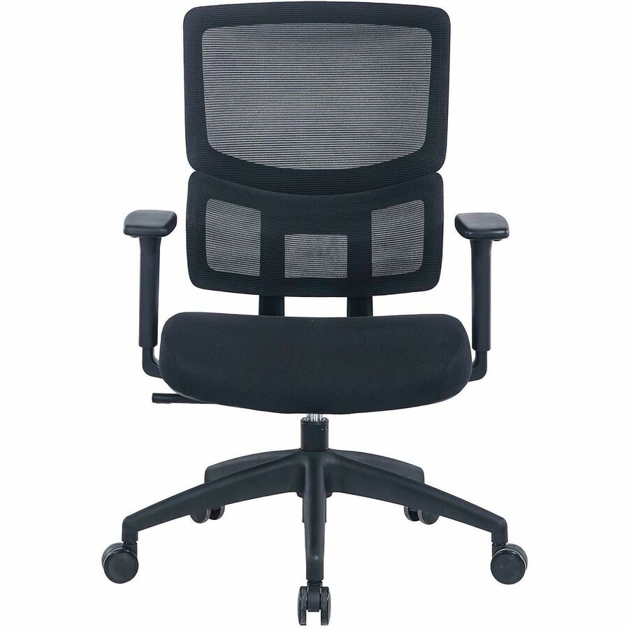 Lorell Ripley Mid Mesh-Back Chair with Articulating Lumbar Support - Mid Back - Black - Fabric, Mesh - 1 Each