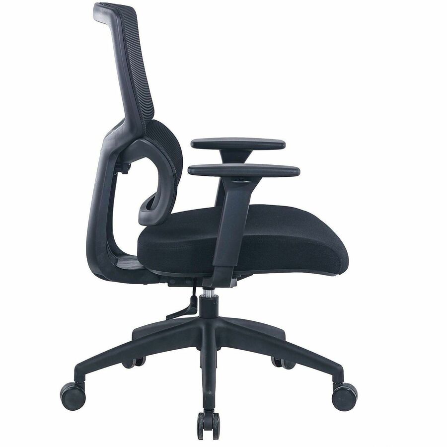 Lorell Ripley Mid Mesh-Back Chair with Articulating Lumbar Support - Mid Back - Black - Fabric, Mesh - 1 Each