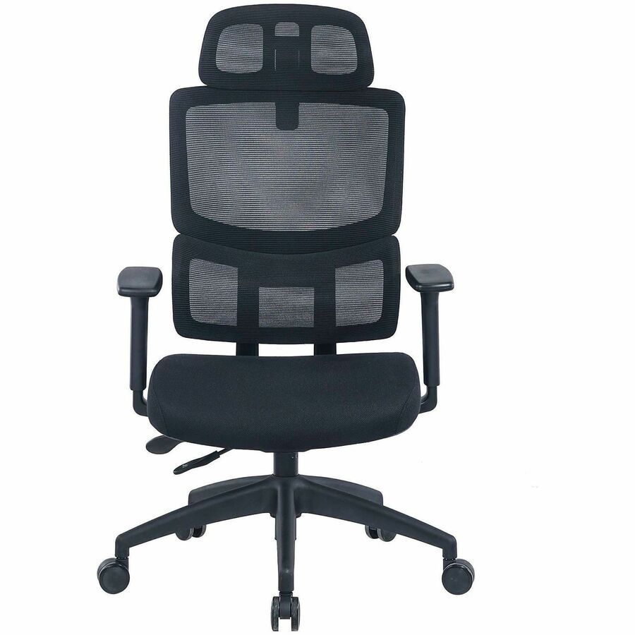 Lorell Ripley High Mesh-Back Chair with Articulating Lumbar Support - High Back - Black - Fabric, Mesh - 1 Each