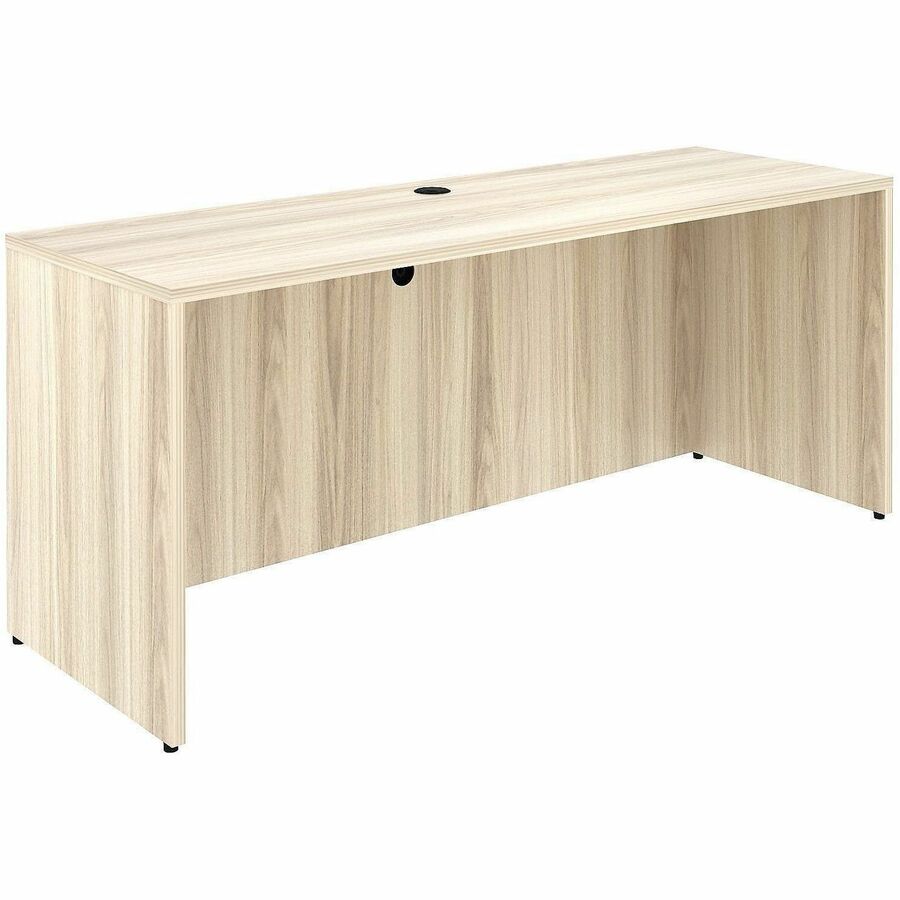 Lorell Essential Series Laminate Desking & Accessory - x 1" Thickness Table Top, 29.5" Height x 70.9" Width x 23.6" Depth Credenza Shell - Material: Laminate, Metal - Finish: Silver Brush, Modern Elm - Laminate, Modern Elm Table Top - Durable, Adjustab...