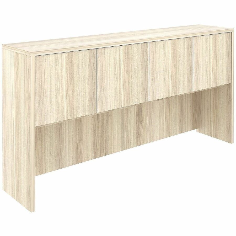 Lorell Essential Series Laminate Desking & Accessory - 36" Height x 70.9" Width x 14.8" Depth Hutch - 4 Door(s) - Band Edge - Material: Laminate, Metal - Finish: Laminate, Modern Elm - Cam Lock, Durable, Grommet, Cord Management - For Desk, Credenza - ...