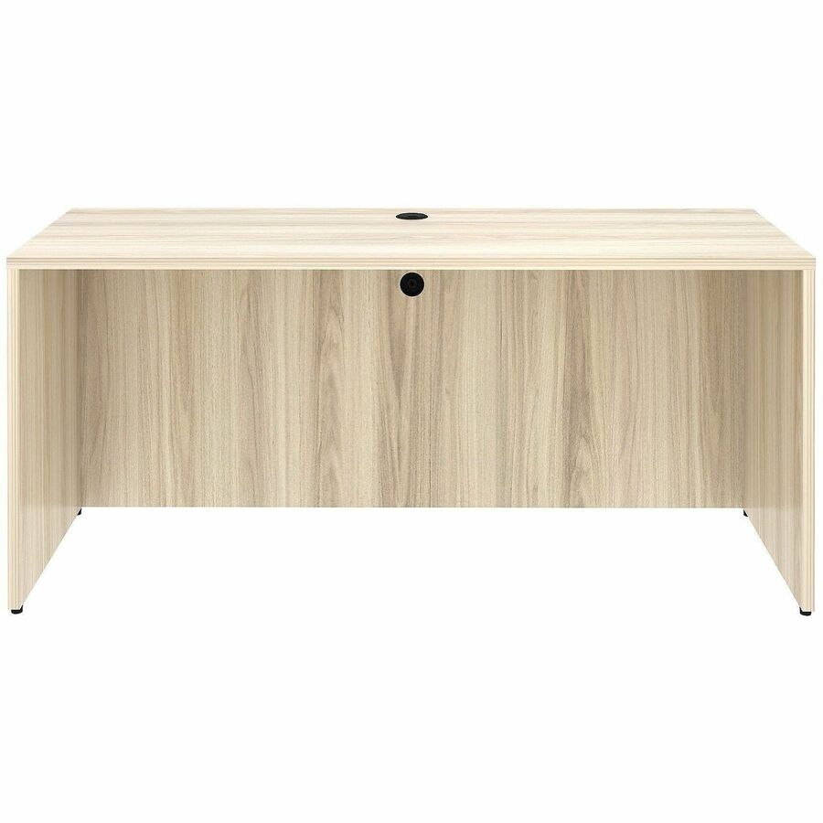 Lorell Essential Series Laminate Desking & Accessory - x 1" Thickness Table Top, 29.5" Height x 66" Width x 24" Depth Credenza Shell - Material: Laminate, Metal - Finish: Silver Brush, Modern Elm - Laminate, Modern Elm Table Top - Durable, Adjustable F...