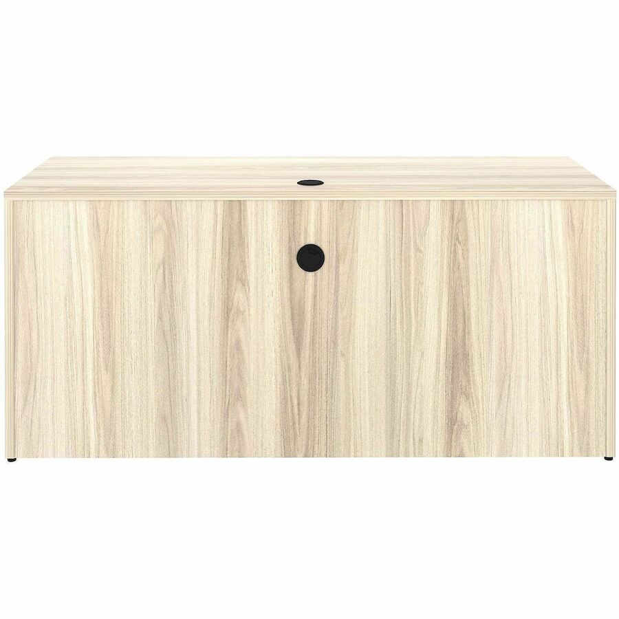 Lorell Essential Series Laminate Desking & Accessory - x 1" Thickness Table Top, 29.5" Height x 66" Width x 24" Depth Credenza Shell - Material: Laminate, Metal - Finish: Silver Brush, Modern Elm - Laminate, Modern Elm Table Top - Durable, Adjustable F...
