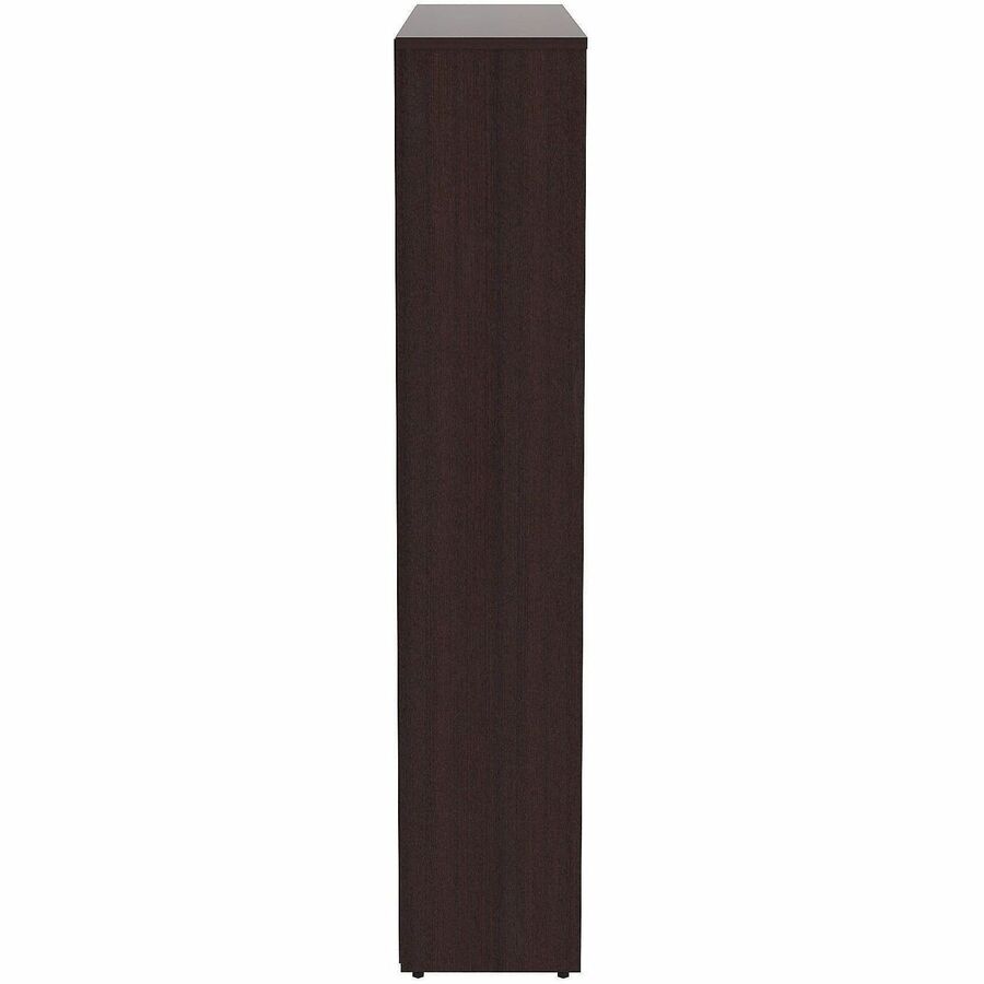 Lorell Essentials Espresso Laminate Bookcase - 36" Width x 12" Depth x 60" Height - 5 x Shelf(ves) - 375 lb Load Capacity - Sturdy, Adjustable Shelf, Square Edge, Adjustable Feet - Espresso - Laminate - Assembly Required