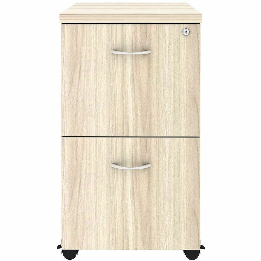 Lorell Essential Series Laminate Desking & Accessory - 28.3" Height x 16" Width x 22" Depth Pedestal - Total Drawer(s): 2 - Material: Laminate, Metal - Finish: Modern Elm, Laminate, Silver Brush - Dual Wheel Caster, Mobility, Durable - For File - 1 Each