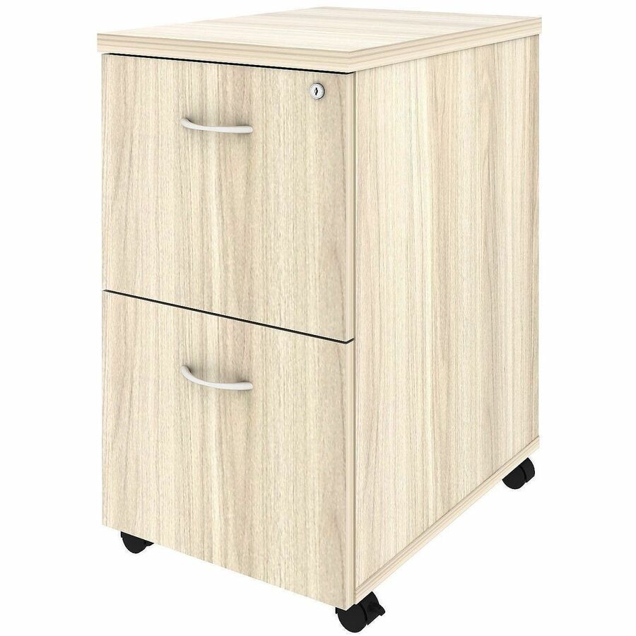 Lorell Essential Series Laminate Desking & Accessory - 28.3" Height x 16" Width x 22" Depth Pedestal - Total Drawer(s): 2 - Material: Laminate, Metal - Finish: Modern Elm, Laminate, Silver Brush - Dual Wheel Caster, Mobility, Durable - For File - 1 Each
