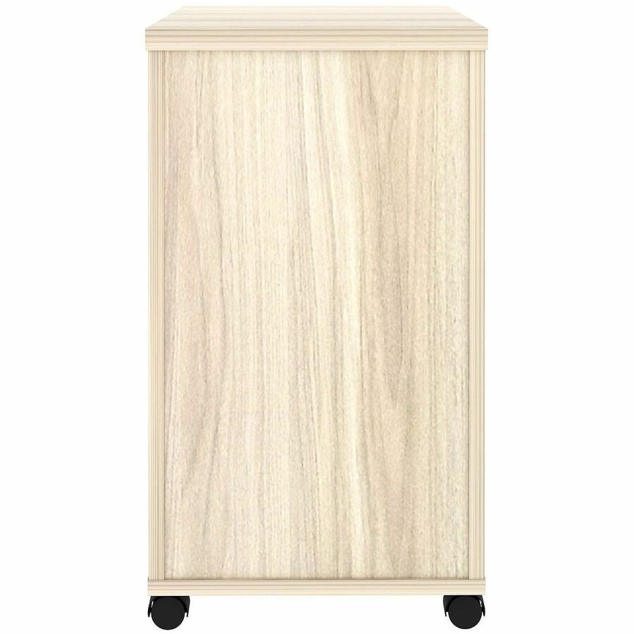 Lorell Essential Series Laminate Desking & Accessory - 28.3" Height x 16" Width x 22" Depth Pedestal - Total Drawer(s): 2 - Material: Laminate - Finish: Modern Elm, Laminate, Silver Brush - Lockable Wheel, Dual Wheel Caster, Mobility, Adjustable Feet, ...