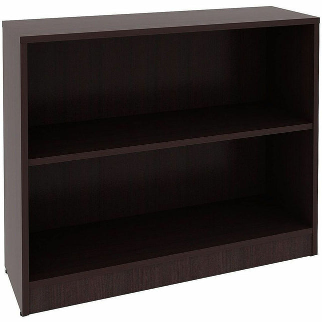Lorell Essentials Espresso Laminate Bookcase - 36" Width x 12" Depth x 30" Height - 2 x Shelf(ves) - 150 lb Load Capacity - Sturdy, Adjustable Shelf, Square Edge, Adjustable Feet - Espresso - Laminate - Assembly Required