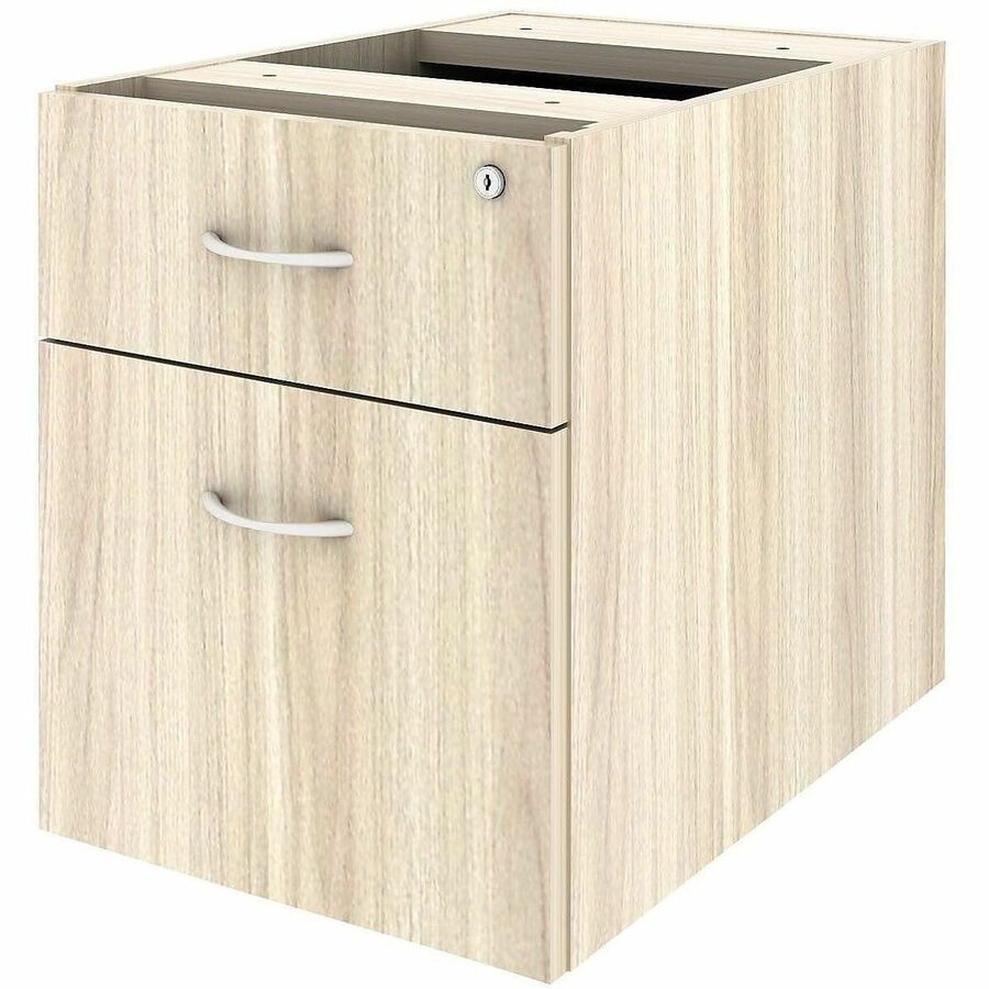 Lorell Essential Series Laminate Desking & Accessory - 21" Height x 16" Width x 22" Depth Pedestal - Total Drawer(s): 2 - Material: Laminate, Metal, Steel - Finish: Modern Elm, Laminate - Drawer Extension, Durable, Cam Lock - For Desk, File, Credenza -...