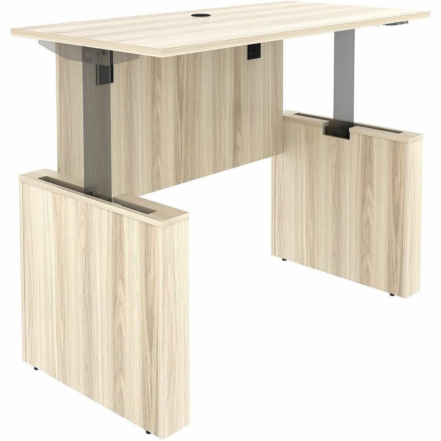 Lorell Essentials 60" Sit-to-Stand Desk Shell - x 1" Thickness Table Top, 49" Height x 60" Width x 29" Depth - Material: Laminate, Metal - Finish: Modern Elm - Laminate, Modern Elm Table Top - Durable, Modesty Panel, Privacy Panel, Adjustable Feet, Cam...