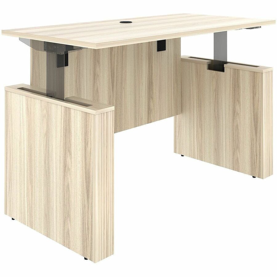 Lorell Essentials 60" Sit-to-Stand Desk Shell - x 1" Thickness Table Top, 49" Height x 60" Width x 29" Depth - Material: Laminate, Metal - Finish: Modern Elm - Laminate, Modern Elm Table Top - Durable, Modesty Panel, Privacy Panel, Adjustable Feet, Cam...