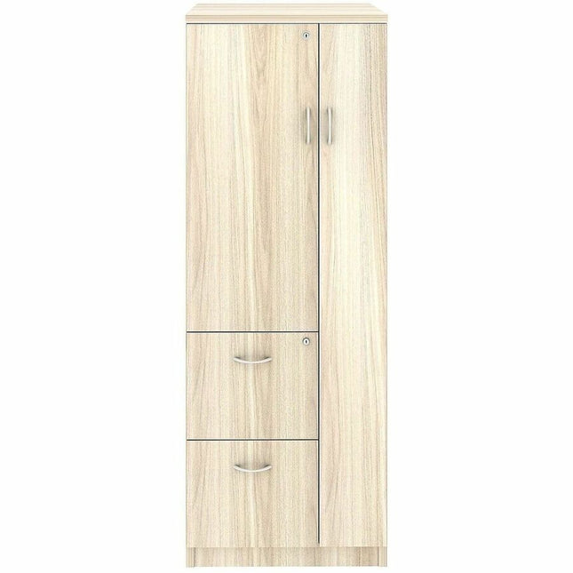 Lorell Essential Series Laminate Desking&Accessory - 23.6" Width x 65.6" Depth x 23.6" Height - 2 x Shelf(ves) - 2 x Drawer(s) for File - Letter - Cam Lock, Locking Door, Durable, Laminated, Abrasion Resistant, Adjustable Leveler, Locking Drawer - Mode...