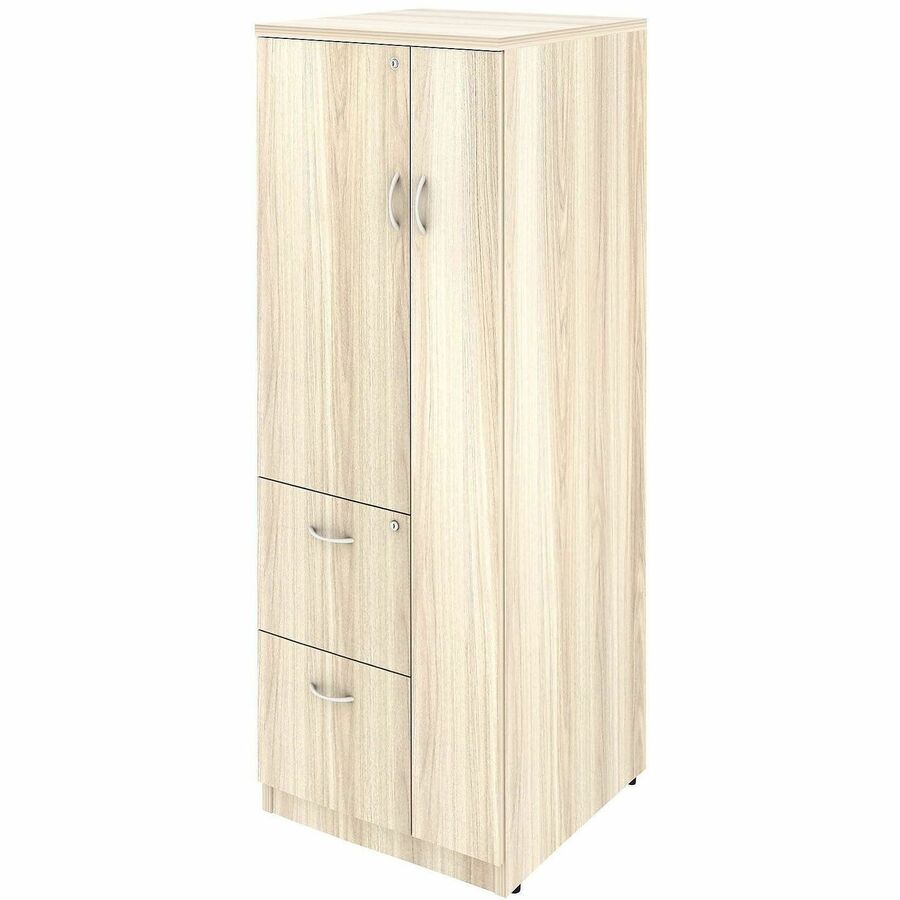 Lorell Essential Series Laminate Desking&Accessory - 23.6" Width x 65.6" Depth x 23.6" Height - 2 x Shelf(ves) - 2 x Drawer(s) for File - Letter - Cam Lock, Locking Door, Durable, Laminated, Abrasion Resistant, Adjustable Leveler, Locking Drawer - Mode...