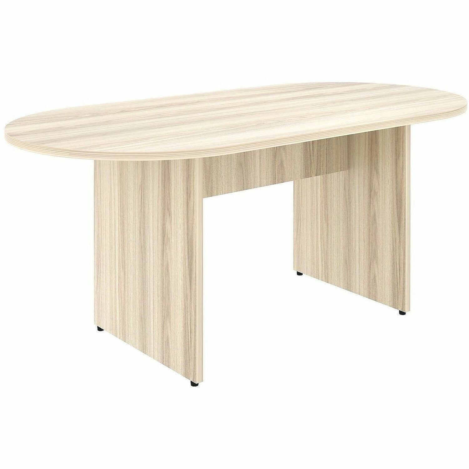 Lorell Essentials Oval Conference Tables - 29.5" Height x 72" Width x 36" Depth, x 1.3" Thickness Table Top - Material: Laminate - Finish: Laminate, Modern Elm - Mahogany Laminate Table Top - Adjustable Floor Guide - 1 Each