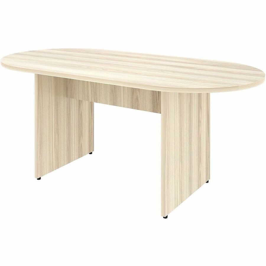 Lorell Essentials Oval Conference Tables - 29.5" Height x 72" Width x 36" Depth, x 1.3" Thickness Table Top - Material: Laminate - Finish: Laminate, Modern Elm - Mahogany Laminate Table Top - Adjustable Floor Guide - 1 Each