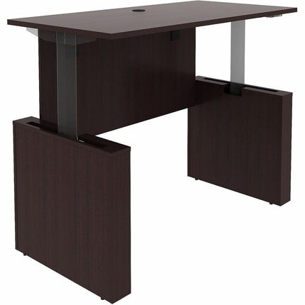Lorell Essentials 60" Sit-to-Stand Desk Shell - 49" Height x 60" Width x 29" Depth, x 1" Thickness Top - Finish: Laminate, Espresso - Laminate, Espresso Table Top - Laminated, Cam Lock, Durable, Grommet, Cord Management, Modesty Panel, Privacy Panel, A...