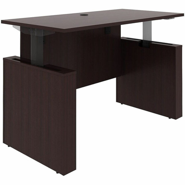 Lorell Essentials 60" Sit-to-Stand Desk Shell - 49" Height x 60" Width x 29" Depth, x 1" Thickness Top - Finish: Laminate, Espresso - Laminate, Espresso Table Top - Laminated, Cam Lock, Durable, Grommet, Cord Management, Modesty Panel, Privacy Panel, A...