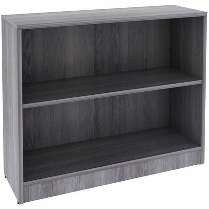 Lorell Weathered Charcoal Laminate Bookcase - 36" Width x 12" Depth x 30" Height - 2 x Shelf(ves) - Laminated, Sturdy, Adjustable Shelf, Square Edge, Adjustable Feet - Weathered Charcoal - Assembly Required