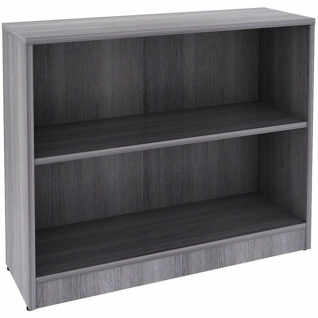 Lorell Weathered Charcoal Laminate Bookcase - 36" Width x 12" Depth x 30" Height - 2 x Shelf(ves) - Laminated, Sturdy, Adjustable Shelf, Square Edge, Adjustable Feet - Weathered Charcoal - Assembly Required