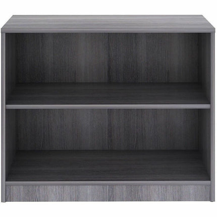 Lorell Weathered Charcoal Laminate Bookcase - 36" Width x 12" Depth x 30" Height - 2 x Shelf(ves) - Laminated, Sturdy, Adjustable Shelf, Square Edge, Adjustable Feet - Weathered Charcoal - Assembly Required
