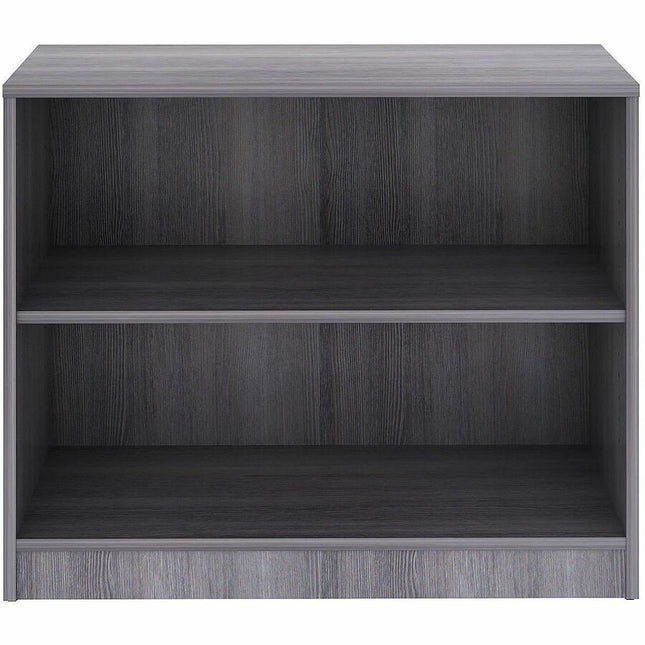 Lorell Weathered Charcoal Laminate Bookcase - 36" Width x 12" Depth x 30" Height - 2 x Shelf(ves) - Laminated, Sturdy, Adjustable Shelf, Square Edge, Adjustable Feet - Weathered Charcoal - Assembly Required