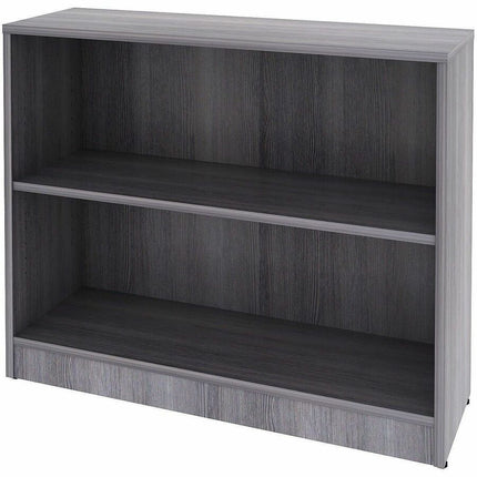 Lorell Weathered Charcoal Laminate Bookcase - 36" Width x 12" Depth x 30" Height - 2 x Shelf(ves) - Laminated, Sturdy, Adjustable Shelf, Square Edge, Adjustable Feet - Weathered Charcoal - Assembly Required