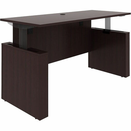 Lorell Essentials 72" Sit-to-Stand Desk Shell - 49" Height x 72" Width x 29" Depth, x 1" Thickness Top - Finish: Espresso, Laminate - Espresso, Laminate Table Top - Laminated, Cam Lock, Cord Management, Durable, Adjustable Feet, Modesty Panel, Privacy ...