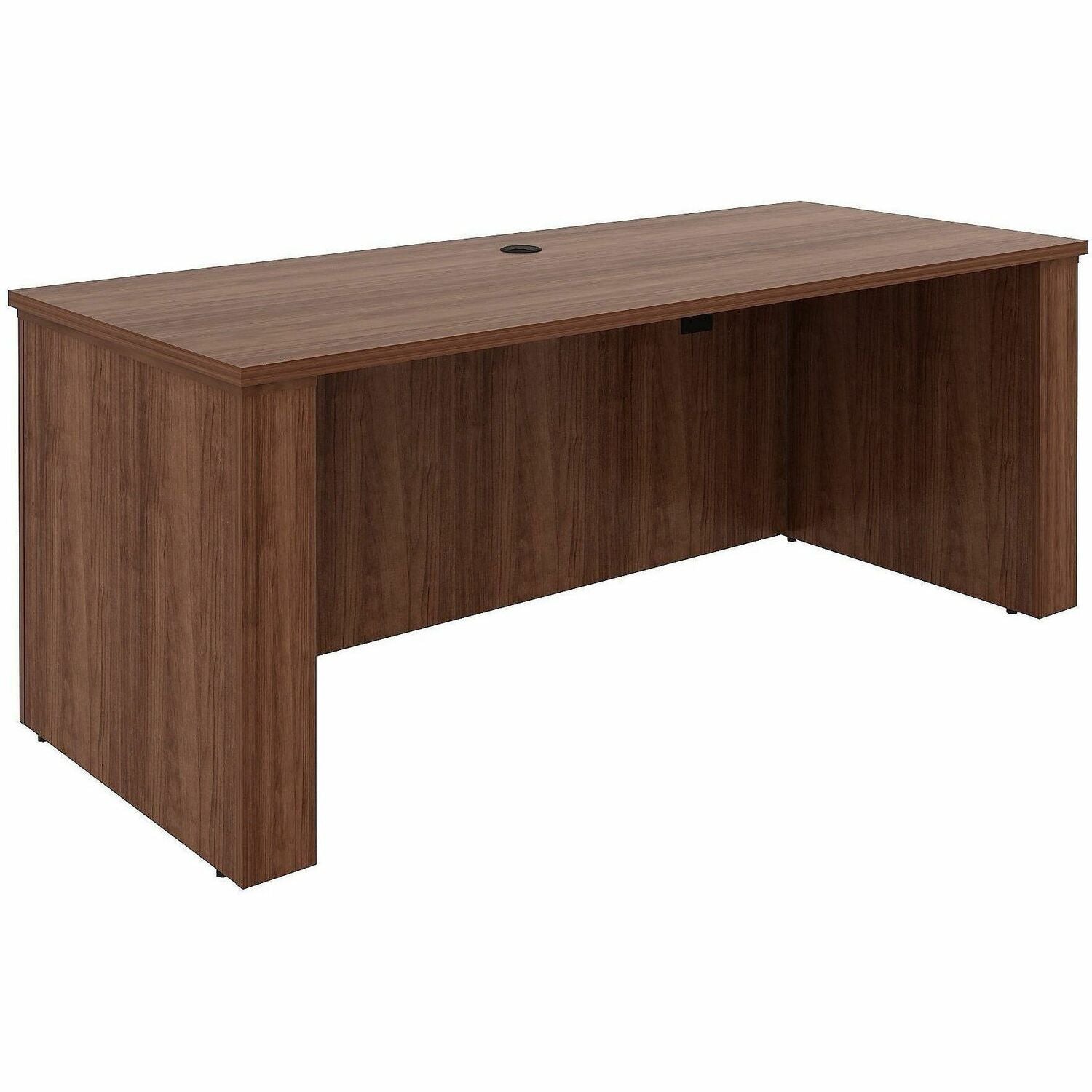 Lorell Essentials 72" Sit-to-Stand Desk Shell - 49" Height x 72" Width x 29" Depth, x 1" Thickness Top - Finish: Walnut, Laminate - Walnut, Laminate Table Top - Laminated, Cam Lock, Durable, Grommet, Cord Management, Modesty Panel, Privacy Panel, Adjus...