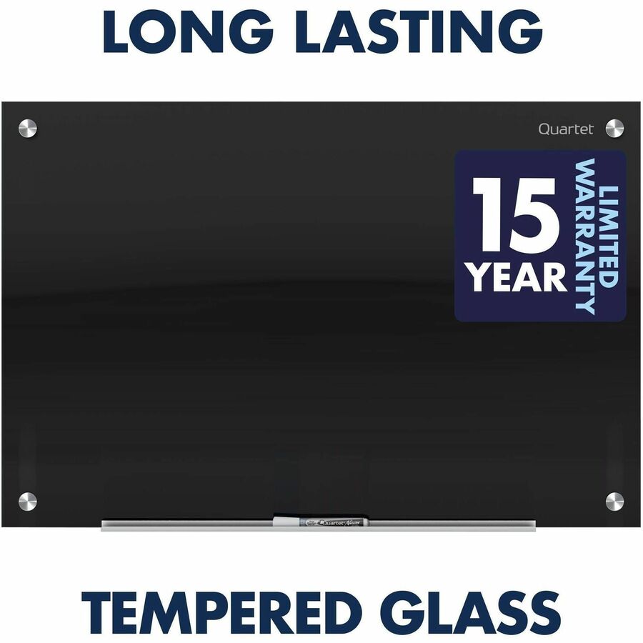 Quartet Infinity Dry Erase Board - 72" (6 ft) Width x 48" (4 ft) Height - Black Glass Surface - Magnetic - Non-absorbent, Stain Resistant, Ghost Resistant, Scratch Resistant, Dent Resistant - 1 Each