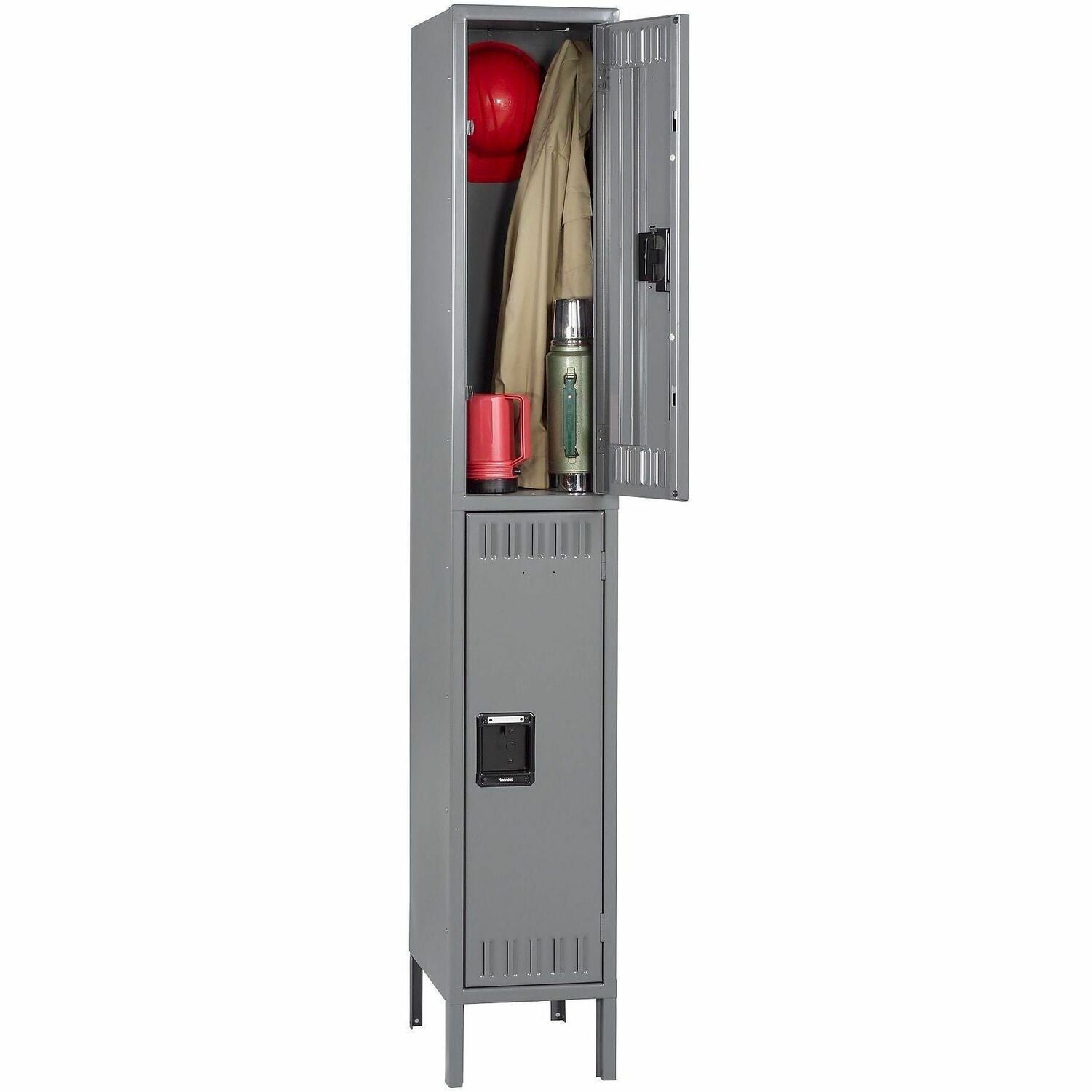 Tennsco Double-Tier Steel Lockers - 2 Tier(s) - Padlock Lock - Overall Size - WidthMedium Gray - Steel