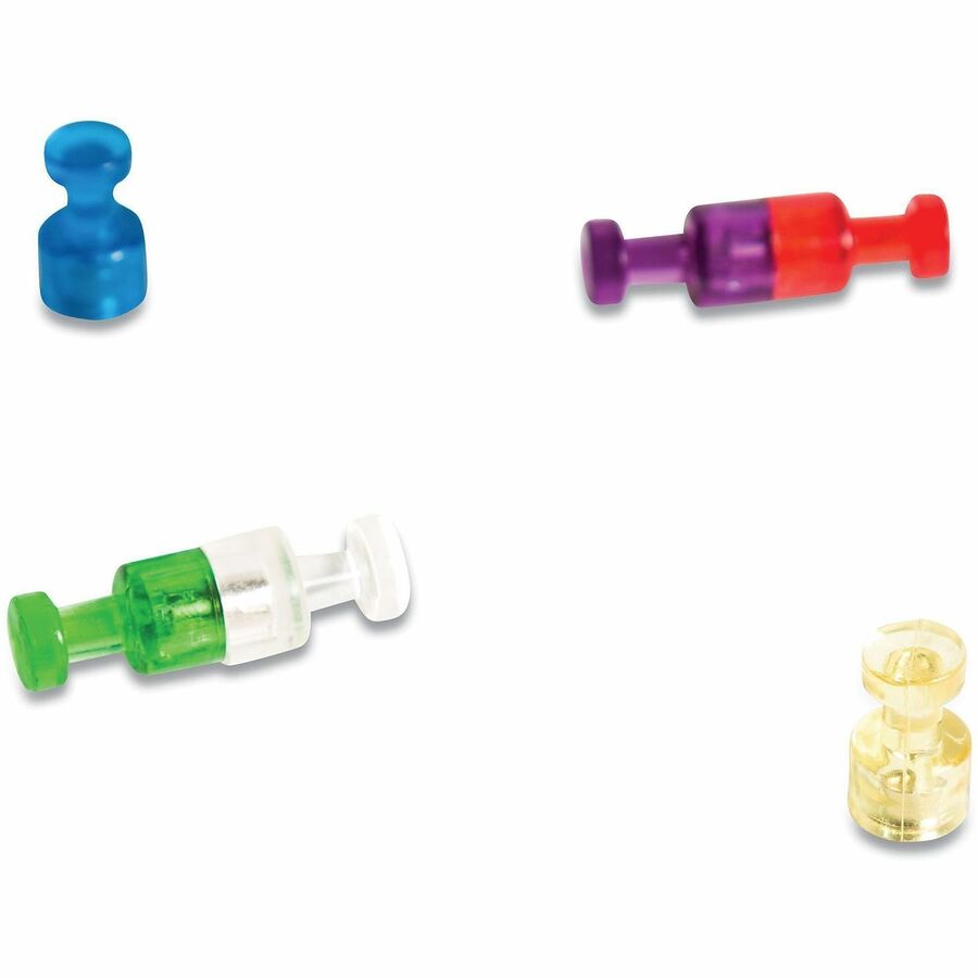 U Brands Magnetic Pin - 0.7" Length x 0.4" Diameter - for Magnetic Surface, Magnetic Whiteboard, Steel, Project, Bulletin Board - Durable - Assorted - Plastic - 6 / Pack