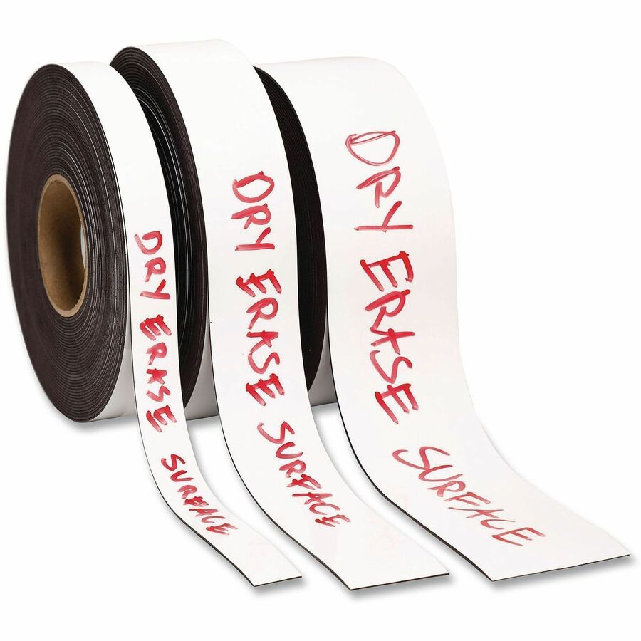 U Brands Magnetic Tape - 16.67 yd Length x 1" Width - White - For Dry Erase Board - 1 Each
