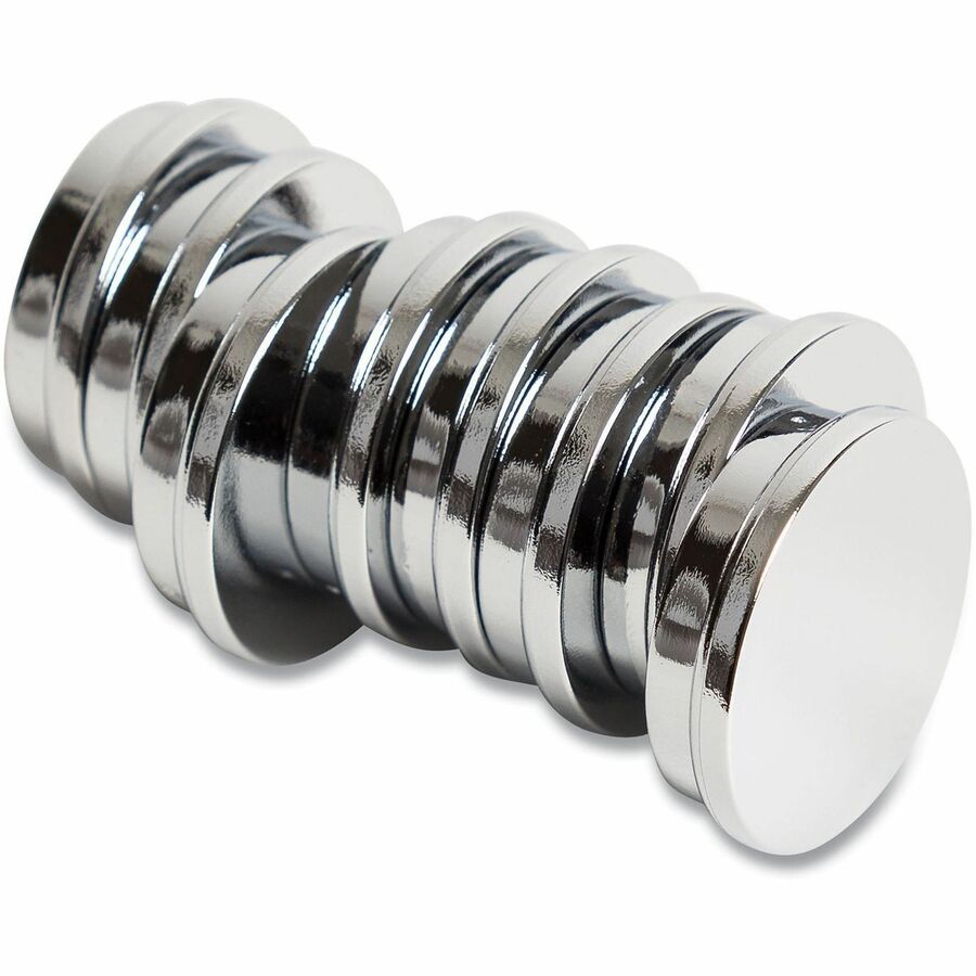 U Brands Board Magnet - 1.3" Diameter - Circle - 10 / Pack - Silver