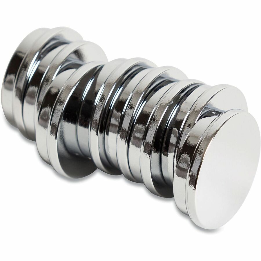 U Brands Board Magnet - 1.3" Diameter - Circle - 10 / Pack - Silver