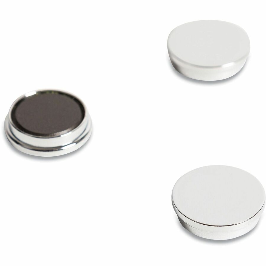 U Brands Board Magnet - 1.3" Diameter - Circle - 10 / Pack - Silver