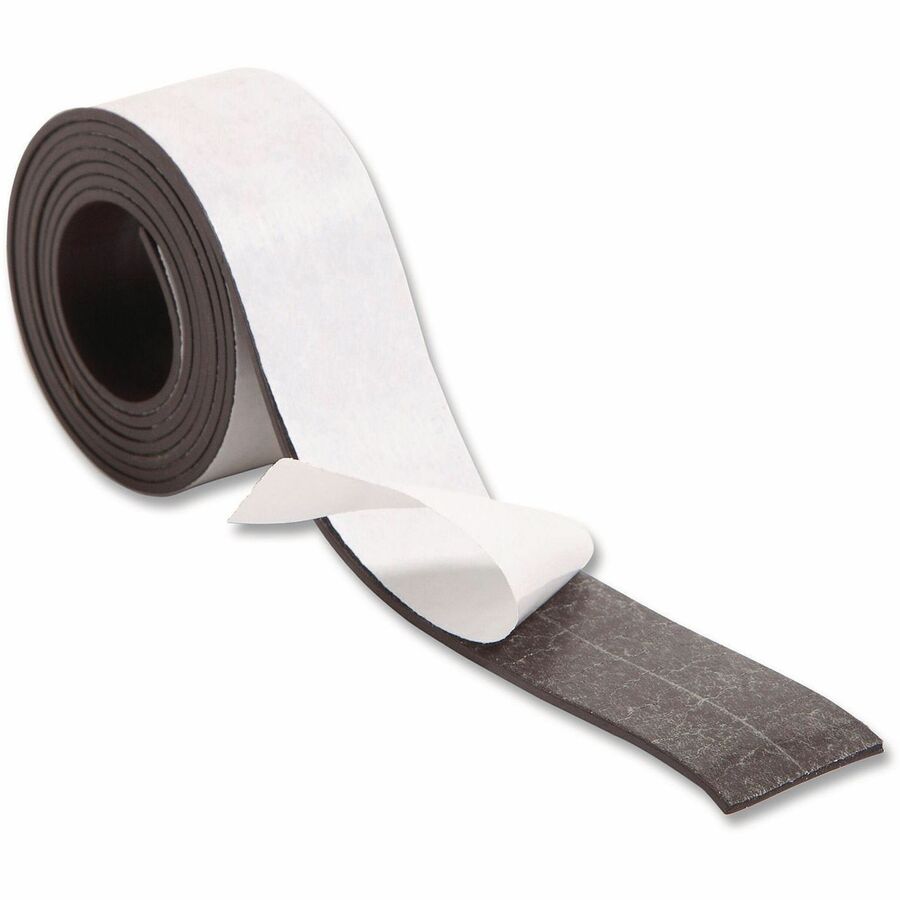 U Brands Magnetic Tape - 4 ft Length x 1" Width - Black - For Labeling, Picture, Business Card, Magnetic Board, Cabinet, Locker - 1 Each