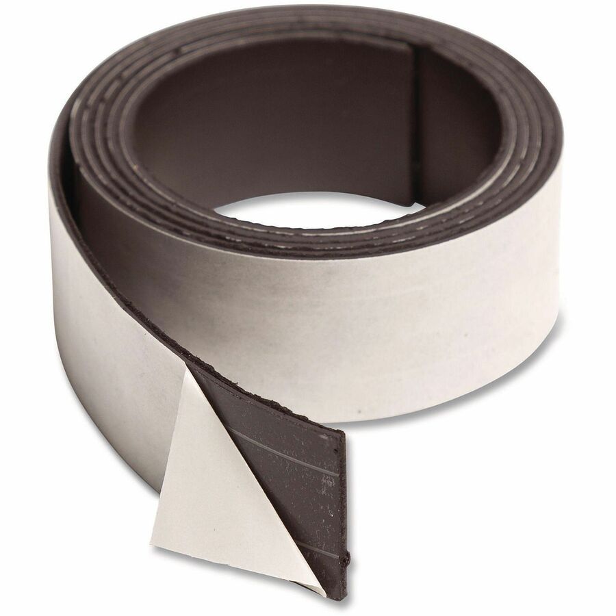 U Brands Magnetic Tape - 4 ft Length x 1" Width - Black - For Labeling, Picture, Business Card, Magnetic Board, Cabinet, Locker - 1 Each