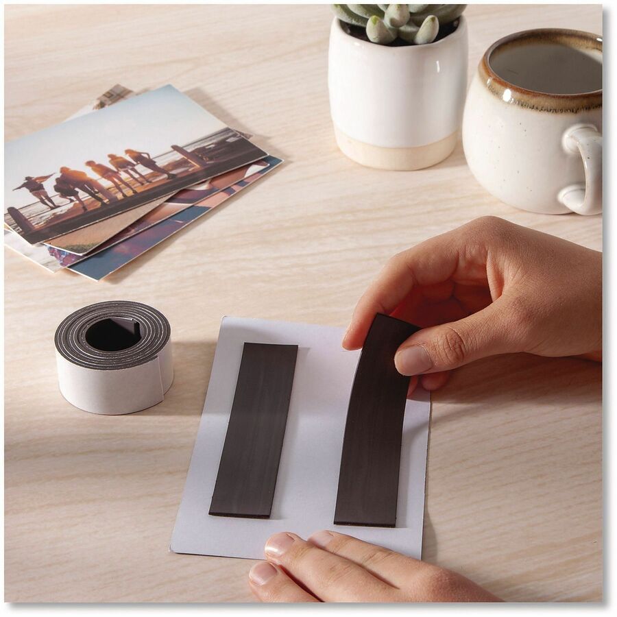 U Brands Magnetic Tape - 4 ft Length x 1" Width - Black - For Labeling, Picture, Business Card, Magnetic Board, Cabinet, Locker - 1 Each