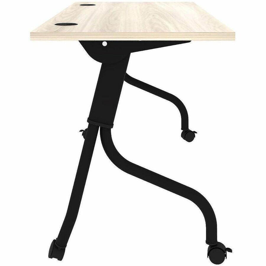 Lorell Modern Elm/Black Flip-Up Training Tables - Melamine Top - Black Four Leg Base - 4 Legs - 60" Table Top Width x 23.60" Table Top Depth - 29.50" Height - Training - Assembly Required - Modern Elm - Nylon - Melamine Top Material - Metal Base Materi...