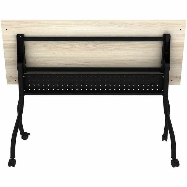Lorell Modern Elm/Black Flip-Up Training Tables - Melamine Top - Black Four Leg Base - 4 Legs - 60" Table Top Width x 23.60" Table Top Depth - 29.50" Height - Training - Assembly Required - Modern Elm - Nylon - Melamine Top Material - Metal Base Materi...