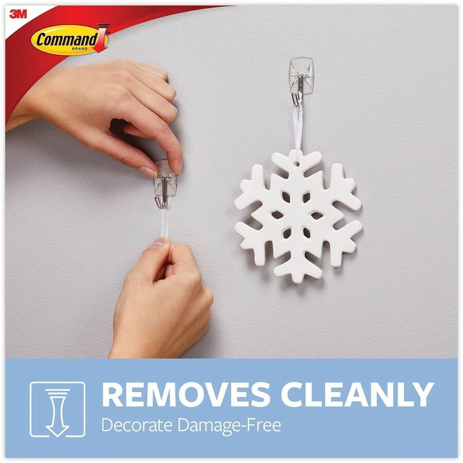 Command Adhesive Hanging Utensil Strips - 40 Hooks - 8 oz (226.8 g) Capacity - Reusable - 1.6" Height x 0.8" Width - Adhesive - Small - Wire Hook - for Painted Surface, Wood, Tile - Plastic, Metal - Clear, Transparent - 40 / Pack - TAA Compliant