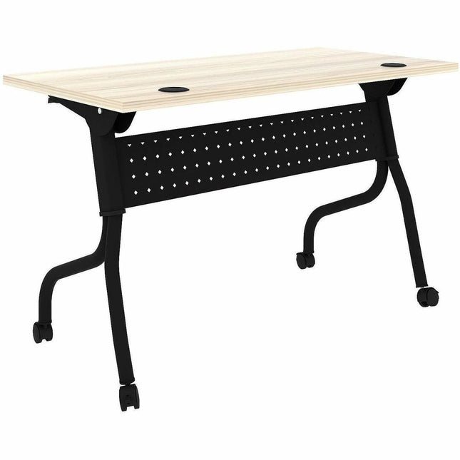 Lorell Modern Elm/Black Flip-Up Training Tables - Melamine Top - Black Four Leg Base - 4 Legs - 48" Table Top Width x 23.60" Table Top Depth - 29.50" Height - Training - Assembly Required - Modern Elm - Nylon - Melamine Top Material - Metal Base Materi...