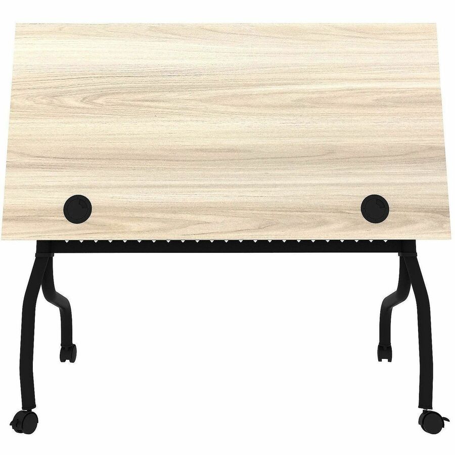 Lorell Modern Elm/Black Flip-Up Training Tables - Melamine Top - Black Four Leg Base - 4 Legs - 48" Table Top Width x 23.60" Table Top Depth - 29.50" Height - Training - Assembly Required - Modern Elm - Nylon - Melamine Top Material - Metal Base Materi...