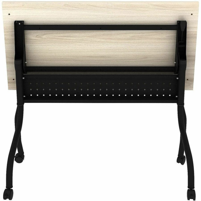 Lorell Modern Elm/Black Flip-Up Training Tables - Melamine Top - Black Four Leg Base - 4 Legs - 48" Table Top Width x 23.60" Table Top Depth - 29.50" Height - Training - Assembly Required - Modern Elm - Nylon - Melamine Top Material - Metal Base Materi...
