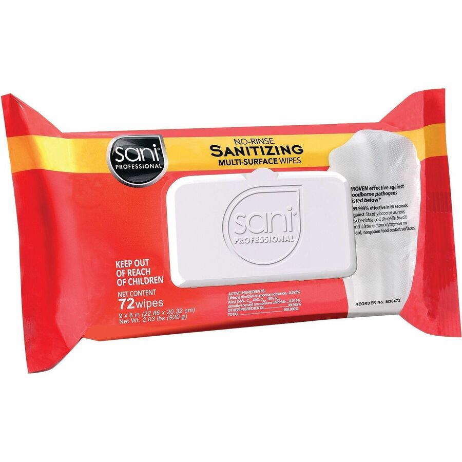 Sani Professional Sanitizing Wipe - 8" Width x 9" Length - 1 / Carton