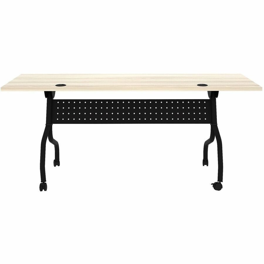 Lorell Modern Elm/Black Flip-Up Training Tables - Melamine Top - Black Four Leg Base - 4 Legs - 72" Table Top Width x 23.60" Table Top Depth - 29.50" Height - Training - Assembly Required - Modern Elm - Nylon - Melamine Top Material - Metal Base Materi...