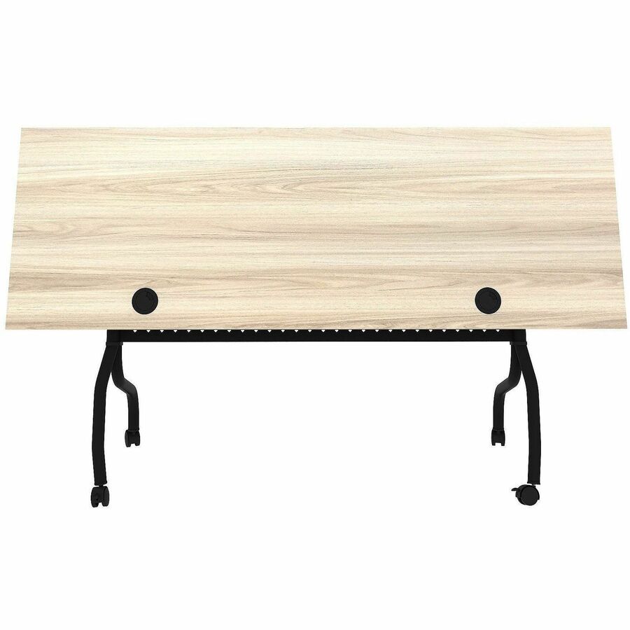 Lorell Modern Elm/Black Flip-Up Training Tables - Melamine Top - Black Four Leg Base - 4 Legs - 72" Table Top Width x 23.60" Table Top Depth - 29.50" Height - Training - Assembly Required - Modern Elm - Nylon - Melamine Top Material - Metal Base Materi...
