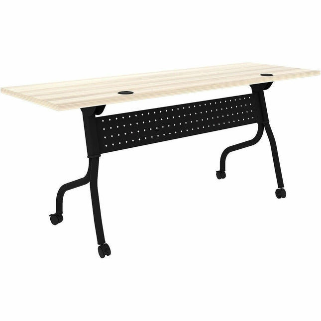 Lorell Modern Elm/Black Flip-Up Training Tables - Melamine Top - Black Four Leg Base - 4 Legs - 72" Table Top Width x 23.60" Table Top Depth - 29.50" Height - Training - Assembly Required - Modern Elm - Nylon - Melamine Top Material - Metal Base Materi...