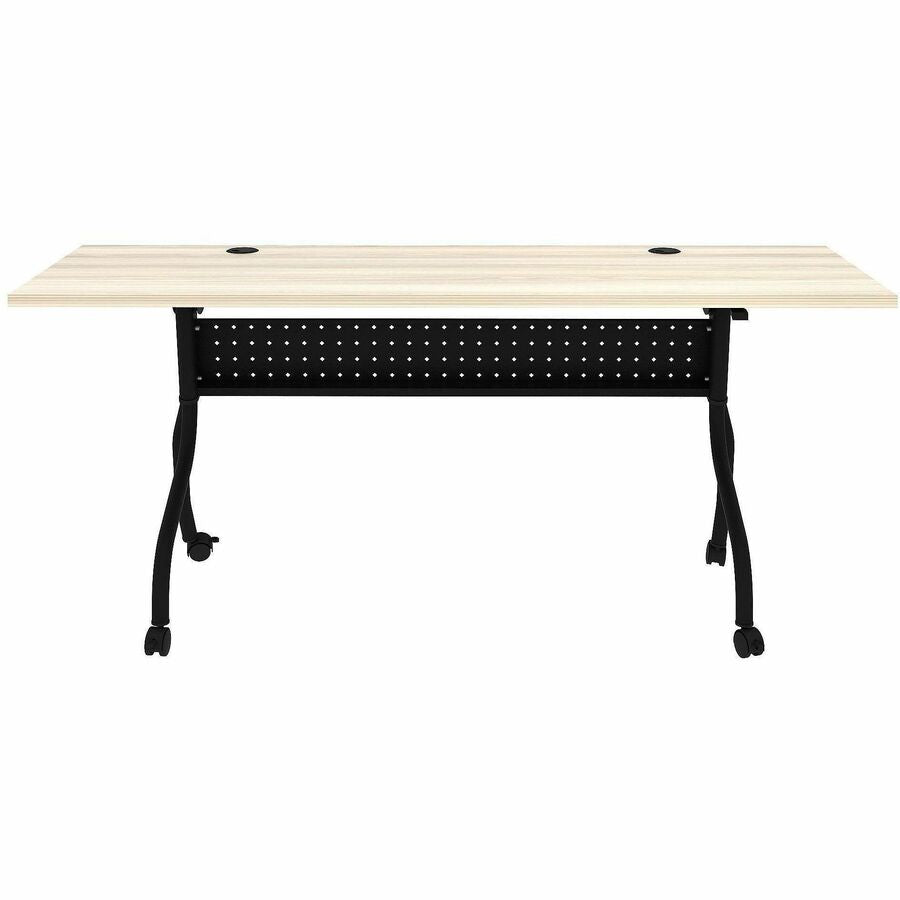 Lorell Modern Elm/Black Flip-Up Training Tables - Melamine Top - Black Four Leg Base - 4 Legs - 72" Table Top Width x 23.60" Table Top Depth - 29.50" Height - Training - Assembly Required - Modern Elm - Nylon - Melamine Top Material - Metal Base Materi...